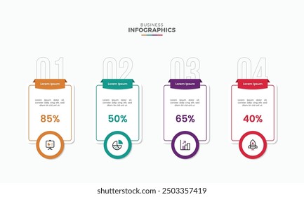 Plantillas de diseño de infografía plana de negocios coloridos modernos y diapositivas de presentación