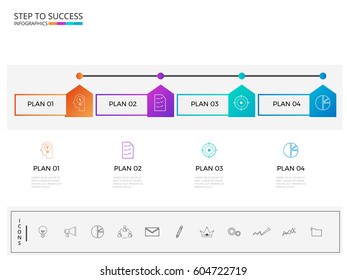 Modern colorful business timeline infographics template with icons and elements. can be used for workflow layout, banner, diagram, number options, web design. Infographics Vector Illustration.