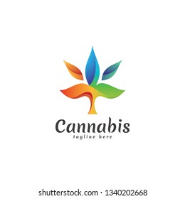 Modern Colorful Cannabis Leaf Logo Icon