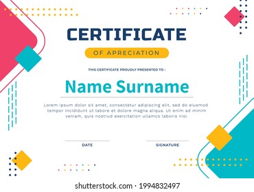 modern colorful certificate design template