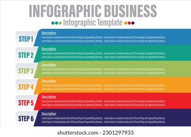 Modern colorful chart 6 Step or six option, graph. Template for diagram, presentation and chart. Infographics elements. Vector illustration.