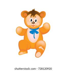 Modern colorful children's toys. Toy store, kindergarten, home kids games. Educational and sports games. Cute funny teddy bear. Vector illustration isolated.