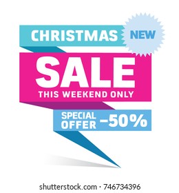 Modern colorful Christmas Sale banner template. Bright Vector illustration.