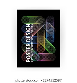 Modern Colorful Circles Black Poster. Vector Illustration of Banner Concept with Contemporary Typography. Flyer Background.