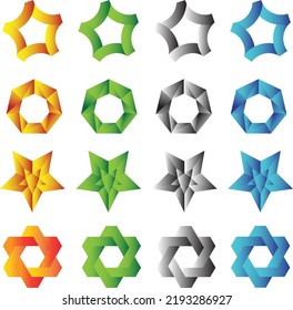 Modern colorful circular, heptagonal, star logo. 
