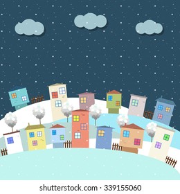 Modern Colorful City, Winter Theme