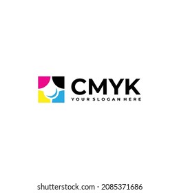 Modern colorful CMYK droplets square Logo design