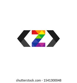 Modern Colorful Code Vector Logo Letter Z. Z Programmer Letter Design Vector