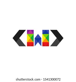 Modern Colorful Code Vector Logo Letter W. W Programmer Letter Design Vector