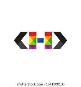 Modern Colorful Code Vector Logo Letter H. H Programmer Letter Design Vector