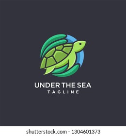 modern colorful Coral logo, turtle logo icon vector illustration template on dark bakcground