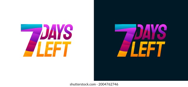 Modern Colorful Countdown left days banner, number of days left badge for promotion vector illustration