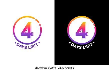 Banner moderno de la cuenta regresiva de color de los días de la izquierda, número de días de la placa izquierda para la ilustración del vector de promoción
