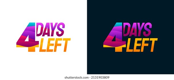 Banner moderno de la cuenta regresiva de color de los días de la izquierda, número de días de la placa izquierda para la ilustración del vector de promoción