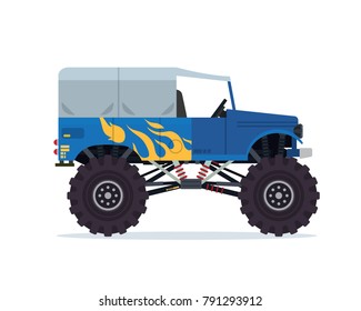 Modern Colorful Customized Monster Truck Vehicle Illustration