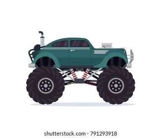 Modern Colorful Customized Monster Truck Vehicle Illustration