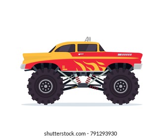 Modern Colorful Customized Monster Truck Vehicle Illustration