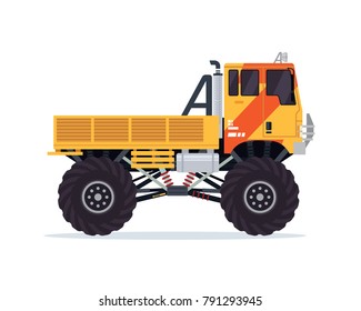 Modern Colorful Customized Monster Truck Vehicle Illustration