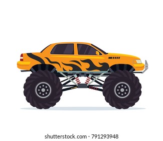 Modern Colorful Customized Monster Truck Vehicle Illustration