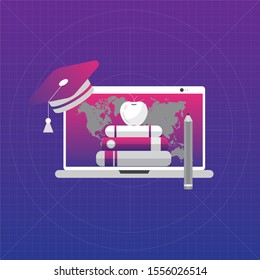 Modern colorful design isometric concept of Online Education for website and mobile website.