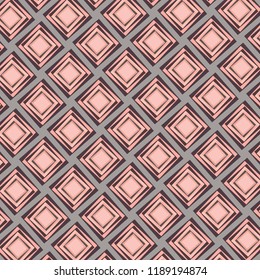 modern colorful diamonds repeating pattern in pink, peach and grey with 3D appearance for textile, fabric, backdrops, backgrounds, templates and creative surface designs. pattern swatch at eps.file