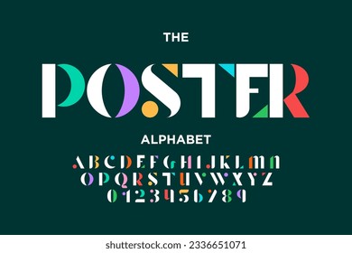 Modern colorful digital alphabet font. Minimalist typography, Creative urban sport fashion futuristic font and with numbers. vector illustration
