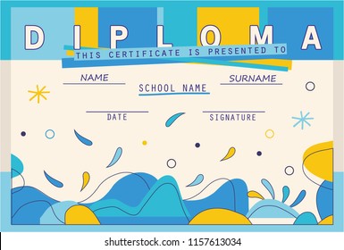 Modern colorful Diploma template. Vector illustration.