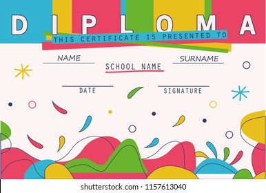 Modern colorful Diploma template. Vector illustration.