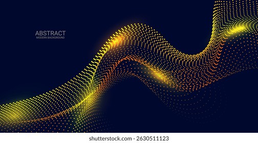 Modern Colorful Dot Wave Pattern on Dark Background with Glowing Light. High-tech Banner. Vector Illustration. Abstract Business Wallpaper