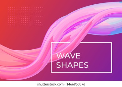 Modern colorful dynamic fluid flow poster template. Wave liquid shape on pink purple color background. Art design for design project. Vector abstract gradient illustration