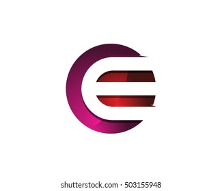 Modern Colorful E Letter 3D Circle Negative Space Logo Design Template