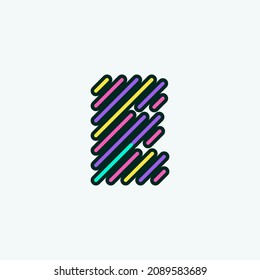 Plantilla de diseño del logotipo del elemento E Carta colorida moderna. Icono de alfabeto cómico cútrico Ilustración vectorial perfecta para su identidad visual.