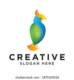 Plantilla moderna de diseño de logotipo de halcón de águila colorida