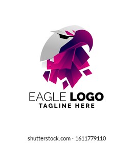 modern and colorful eagle head logo in paper cut style