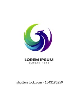 Modern Colorful Eagle Phoenix Bird logo vector icon illustration template