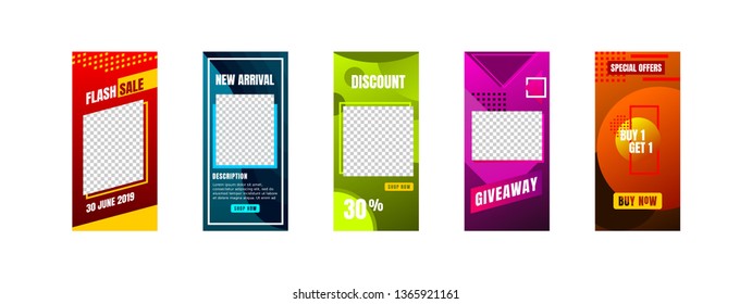 Modern colorful editable template for instagram stories. sale, gift, vector illustration. Design backgrounds for social media.