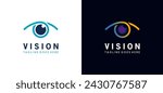 Modern colorful eye sight logo design. Vector minimalist ophthalmology vision spy logo sign icon