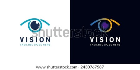 Modern colorful eye sight logo design. Vector minimalist ophthalmology vision spy logo sign icon