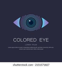 Modern Colorful Eye vector Logo in a futuristic style. Vector illustration on a dark background. EPS 10