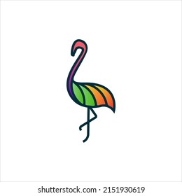 Modern colorful flamingo logo illustration design