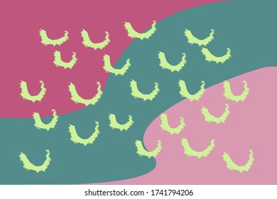 Modern colorful flat abstract vector background design. Playful illustration with  pink, green colors