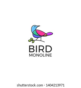 modern colorful flat bird mono line art design template