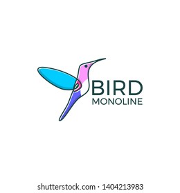 modern colorful flat bird mono line art design template