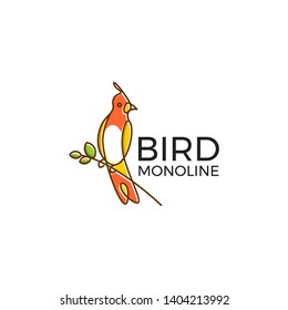 modern colorful flat bird mono line art design template