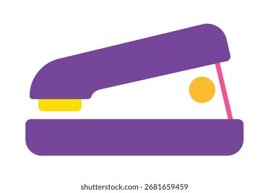 Um ícone plano moderno e colorido de um grampeador. Um símbolo gráfico simples para papelaria de escritório e escola. Isolado em um fundo branco.
