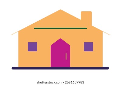 Una ilustración plana moderna y colorida de una casa simple con una chimenea. Un símbolo gráfico para los conceptos de bienes raíces, propiedad y hogar. Aislado en un fondo blanco.

