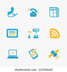 Modern colorful flat social icons set on White