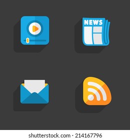 Modern colorful flat social icons set 