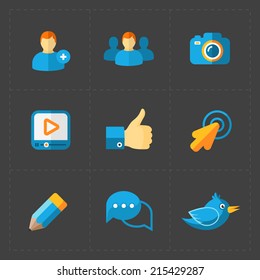 Modern colorful flat social icons 