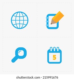Modern colorful flat social icons set on White